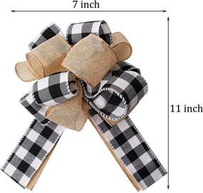 img 3 attached to 🎁 LOKESI Black White Buffalo Plaid Burlap Wreath Bow - Multi-layered Gift Bows for Holiday Home Front Door Decorations, Christmas Tree Topper Bows, Wall Ornaments - 11 x 7 inch