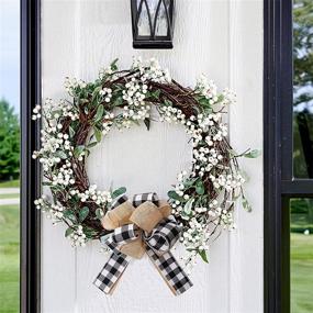 img 2 attached to 🎁 LOKESI Black White Buffalo Plaid Burlap Wreath Bow - Multi-layered Gift Bows for Holiday Home Front Door Decorations, Christmas Tree Topper Bows, Wall Ornaments - 11 x 7 inch