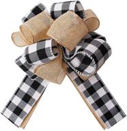 🎁 lokesi black white buffalo plaid burlap wreath bow - multi-layered gift bows for holiday home front door decorations, christmas tree topper bows, wall ornaments - 11 x 7 inch логотип