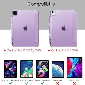 img 3 attached to 📱 Fintie SlimShell Case for iPad Pro 11-inch (3rd Generation) 2021 - Translucent Frosted Back Cover with Pencil Holder, Auto Wake/Sleep, Compatible with iPad Pro 11" 2nd Gen 2020 / 1st Gen 2018, Purple