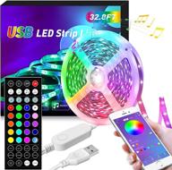 finyiore led strip lights 32.8ft music sync rgb 5050 color changing lighting for bedroom, ir remote smart led lights strip, usb powered strip with sensitive buit-in mic for home party decoration логотип