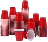 🥤 120 count red 2oz abom mini disposable shot glasses - plastic shot cups for jello shots, jager bomb, condiments, snacks, samples and tastings - mini party cups logo