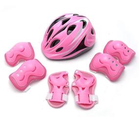 img 3 attached to 👧 Premium Kids Safety Set: Adjustable Helmet, Knee Elbow Pads, Wrist Guard for Scooter, Skateboard, Roller Bike - Pink, Ages 5-12