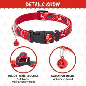 img 1 attached to 🎄 Christmas Dog Collar with Bell 2 Packs - Xmas Adjustable and Durable Pet Collars Festive Accessory with Reindeer and Snowman Pattern for Small, Medium, and Large Dogs