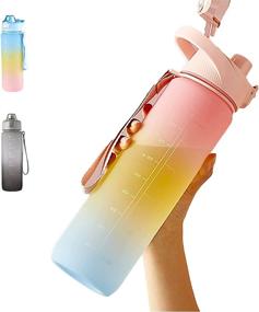 img 4 attached to 💧 DEARART 32oz Motivational Water Bottles with Time Marker, Pink BPA-Free Bottle, Quick Drink for Outdoor Sports