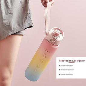 img 1 attached to 💧 DEARART 32oz Motivational Water Bottles with Time Marker, Pink BPA-Free Bottle, Quick Drink for Outdoor Sports