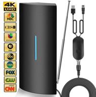 📺 newest 2021 indoor outdoor digital hdtv antenna - long range hd antenna with amplified signal booster - compatible with 4k, 1080p, fire stick, smart tv - 320 mile range - includes 34ft coax cable (black) logo
