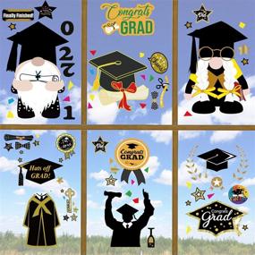 img 4 attached to 🎓 Наклейки на окна для выпускного DmHirmg: яркие виниловые наклейки для дома, школы и вечеринок по случаю выпускного - набор из 9 листов