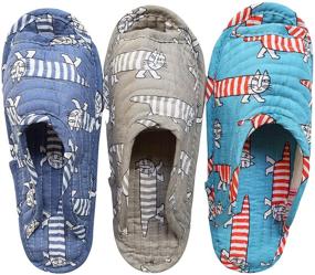 img 4 attached to Comfortable and Convenient House Slippers for Women - Lightweight, Quilted Cotton Slippers for Home, Machine Washable like Socks, Foldable & Portable, Indoor Breathable Shoes for Relaxation - Set of 3 Pairs