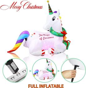 img 1 attached to Meland 6ft Christmas Inflatable Magical Unicorn - Self Inflating Xmas Decorations with 7 Color Rotating Lights: Perfect for Indoor and Outdoor Christmas Party, Yard, Garden