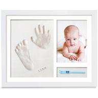 👶 cherish precious moments with our personalized baby handprint and footprint kit - perfect baby nursery decor and gift for newborns - preserve memories with baby photo frame print kit - register for this alpine white keepsake logo