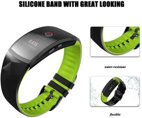 img 2 attached to NotoCity Compatible With Samsung Gear Fit2 Pro Bands Replacement Silicone Band For Samsung Gear Fit2 / Gear Fit 2 Pro Smartwatch(Black-Green