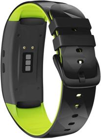 img 4 attached to NotoCity Compatible With Samsung Gear Fit2 Pro Bands Replacement Silicone Band For Samsung Gear Fit2 / Gear Fit 2 Pro Smartwatch(Black-Green