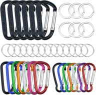 🔑 set of 20 carabiner clips with keychain & d ring hook for backpack, water bottle, keys, home, rv - outdoor essentials (3 unique styles) logo