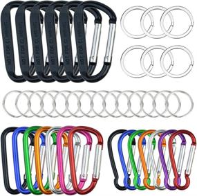 img 4 attached to 🔑 Set of 20 Carabiner Clips with Keychain & D Ring Hook for Backpack, Water Bottle, Keys, Home, RV - Outdoor Essentials (3 Unique Styles)