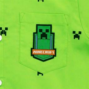 img 1 attached to Authentic Minecraft Boys' Creeper 🕹️ Button Down Shirt - Trendy and Fun!