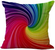 🌈 andreannie bright rainbow colored weave dynamic design cotton linen throw pillow case - personalized cushion cover for home office decor - square 18 x 18 inches - new, vibrant & eye-catching логотип