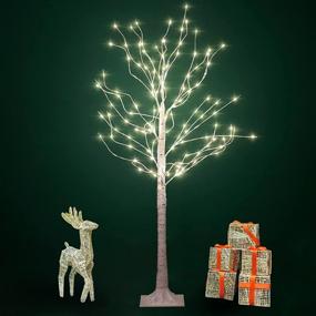 img 3 attached to 4 Feet LED Lighted Birch Tree: Warm White Fairy Lights for Indoor Wedding, Home, Festival, Party, Valentine