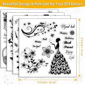 img 3 attached to 🌸 TAORISH 4 Sheets Flower Clear Silicone Stamps with Butterfly, Leaves, and Wreath Pattern - Ideal for Card Making Decorations, DIY Scrapbooking - 5.5 by 5.5 Inches