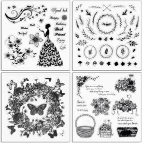 img 4 attached to 🌸 TAORISH 4 Sheets Flower Clear Silicone Stamps with Butterfly, Leaves, and Wreath Pattern - Ideal for Card Making Decorations, DIY Scrapbooking - 5.5 by 5.5 Inches