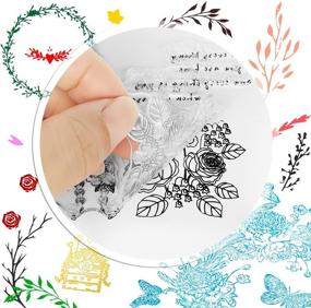 img 2 attached to 🌸 TAORISH 4 Sheets Flower Clear Silicone Stamps with Butterfly, Leaves, and Wreath Pattern - Ideal for Card Making Decorations, DIY Scrapbooking - 5.5 by 5.5 Inches