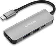 🔌 portable l-tech usb c hub: 4-in-1 multiport adapter with 4k hdmi, usb 3.0/2.0, 87w pd - macbook proair (thunderbolt 3), nintendo switch & more логотип
