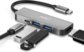 img 3 attached to 🔌 Portable L-TECH USB C Hub: 4-in-1 Multiport Adapter with 4K HDMI, USB 3.0/2.0, 87W PD - MacBook ProAir (Thunderbolt 3), Nintendo Switch & More