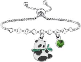 img 4 attached to 🐼 WSNANG Panda Bracelet - Panda Lover Gifts, Panda Bear Jewelry, Animal Gifts | Panda Charm Bracelet for a Friend, Animal Lover Gifts