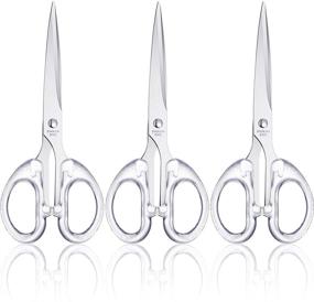 img 4 attached to Multipurpose Acrylic Scissors Set: 3 Pieces, 6.3 Inches, Clear Silver, Ideal for Crafting, Sewing, Office, and Home