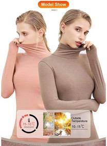 img 2 attached to Turtleneck Stretch Clothes Underwear Carmine Women's Clothing