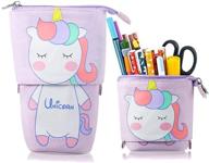 🦄 roiroiko stand up pencil holder: telescopic transformer pen case | cartoon cute stationery pouch with unicorn design logo