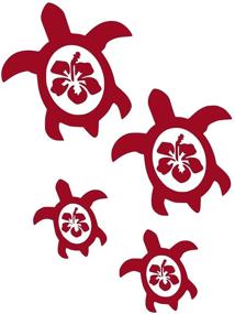 img 3 attached to UR Impressions DRed Hibiscus Sea Turtle Family Of Four Decal Vinyl Sticker Graphics For Cars Trucks SUV Vans Motorhomes Walls Windows