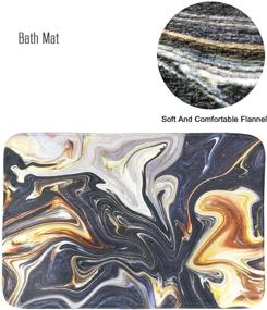 img 2 attached to 🚿 Stylish Marble Ink Texture Shower Curtain Sets: Non-Slip Rugs, Toilet Lid Cover, and Bath Mat Included. Waterproof Abstract Design in Black, White, Gold, Yellow, and Brown. Standard Size 72x72 (Green)