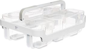 img 2 attached to 🗄️ Deflecto Caddy Organizer: Stackable with Three Compartments - White and Clear | 29003CR