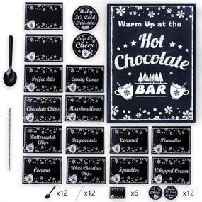 img 3 attached to 🍫 FaCraft Hot Chocolate Bar Kit: Deluxe Supplies for Christmas & New Year Party - Sign Labels, Table Cards, Spoons, Straws & More!