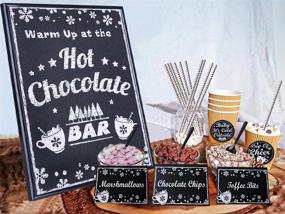 img 4 attached to 🍫 FaCraft Hot Chocolate Bar Kit: Deluxe Supplies for Christmas & New Year Party - Sign Labels, Table Cards, Spoons, Straws & More!