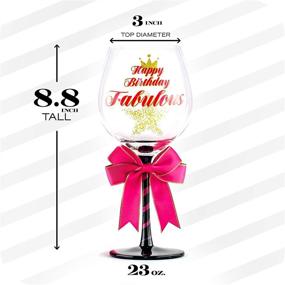 img 2 attached to Women's Happy Birthday Wine Glass: Fun Gift Idea for Best Friend, Sister, Mom, Grandma, Aunt, Mimi, Teacher - Fabulous Present for Her, Any Age Bday Girl - Big 23 oz Gold Glitter Decorated Glassware