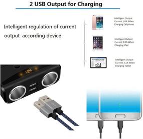 img 2 attached to Highly Compatible Car Charger Adapter with Dual USB Port, Voltage Display - Ideal for iPhone, iPad, Tablet, Galaxy, HTC, LG