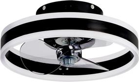 img 4 attached to 🌀 QZFH Small Bladeless Low Profile Ceiling Fan: Light, Remote Control, LED Dimmable Modes, 3 Wind Speeds, Semi Flush Mount Enclose 16 inch 32W Mute Black Indoor Fan