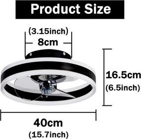 img 3 attached to 🌀 QZFH Small Bladeless Low Profile Ceiling Fan: Light, Remote Control, LED Dimmable Modes, 3 Wind Speeds, Semi Flush Mount Enclose 16 inch 32W Mute Black Indoor Fan