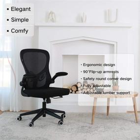 img 3 attached to 🪑 Hbada Office Chair: Ergonomic Desk Chair with Lumbar Support and Flip-up Arms for Comfortable Work"