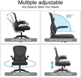 img 1 attached to 🪑 Hbada Office Chair: Ergonomic Desk Chair with Lumbar Support and Flip-up Arms for Comfortable Work"