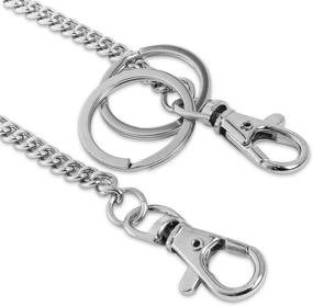 img 2 attached to 🔑 18" Silver Nickel Plated Pocket Keychain String with Lobster Clasp Trigger Snap - Convenient & Stylish for Belt Loop, Purse Strap, Keys, Wallet, & Travel