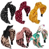 🎀 jaciya 6-piece knotted bow headbands for women: stylish turban headbands with wide knot in 6 colors logo