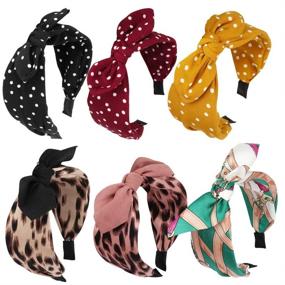 img 4 attached to 🎀 Jaciya 6-Piece Knotted Bow Headbands for Women: Stylish Turban Headbands with Wide Knot in 6 Colors