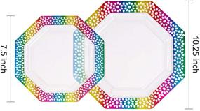 img 3 attached to 🌈 Небесно-радужные пластиковые тарелки "Supernal Rainbow": 60 штук прозрачных тарелок с потрясающим дизайном радужного кружева для вечеринок и празднования дня рождения.