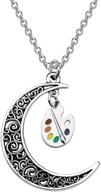 🎨 bekech artist gift for her: crescent moon charm paint palette pendant necklace - ideal for artist women, girls, painters - perfect art student graduation gift & art lovers gift logo