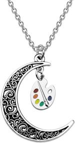 img 4 attached to 🎨 BEKECH Artist Gift for Her: Crescent Moon Charm Paint Palette Pendant Necklace - Ideal for Artist Women, Girls, Painters - Perfect Art Student Graduation Gift & Art Lovers Gift