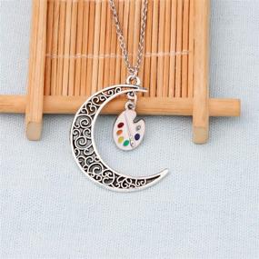 img 2 attached to 🎨 BEKECH Artist Gift for Her: Crescent Moon Charm Paint Palette Pendant Necklace - Ideal for Artist Women, Girls, Painters - Perfect Art Student Graduation Gift & Art Lovers Gift