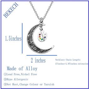 img 3 attached to 🎨 BEKECH Artist Gift for Her: Crescent Moon Charm Paint Palette Pendant Necklace - Ideal for Artist Women, Girls, Painters - Perfect Art Student Graduation Gift & Art Lovers Gift